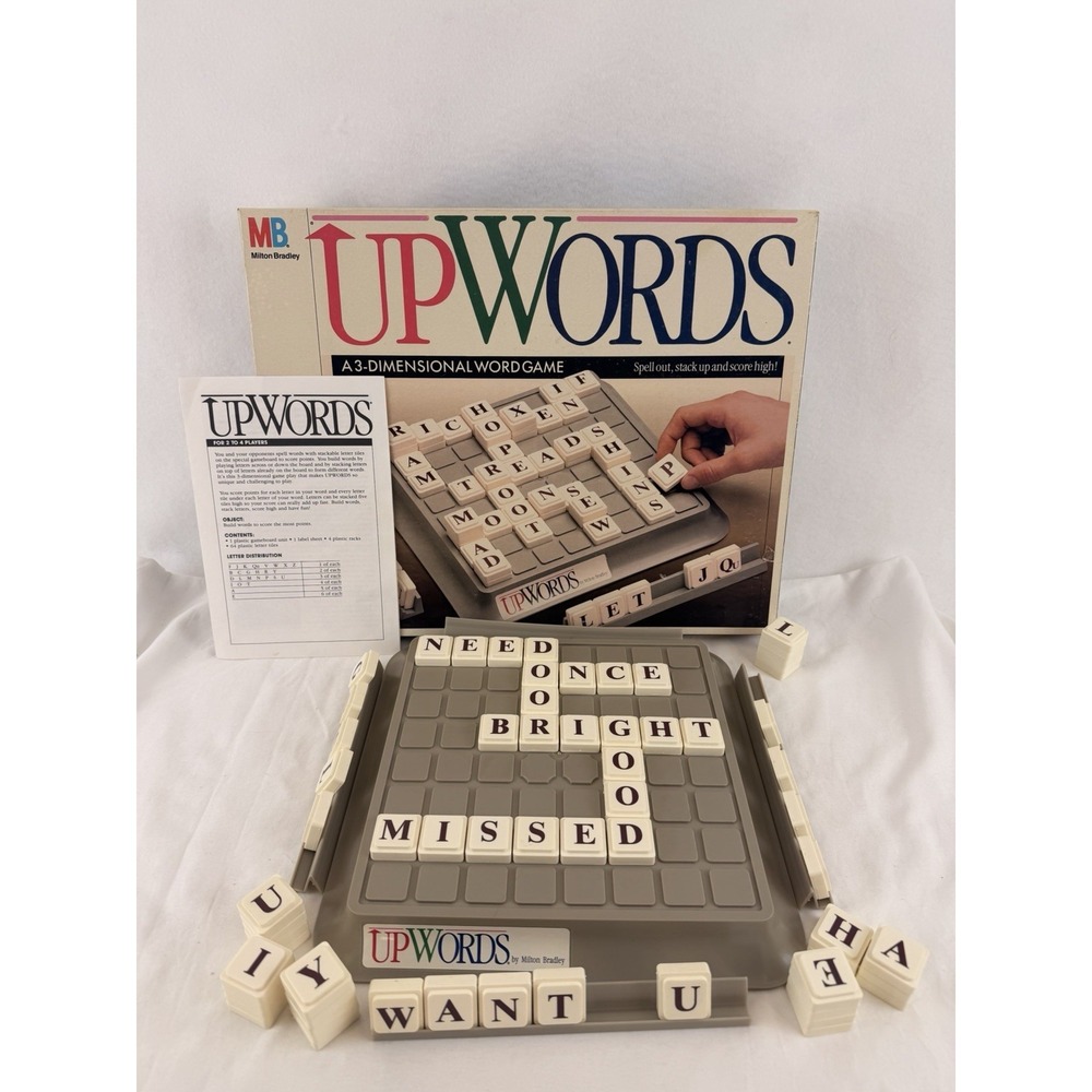 Board Game Upwords Milton Bradley 1988 Complete Family Word Game w Box